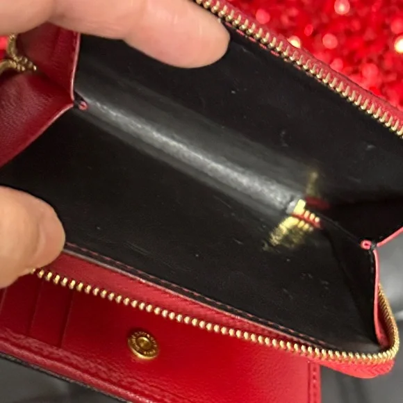 YSL Black & Red Zippy Wallet with Gold Logo - Picture 11 of 15